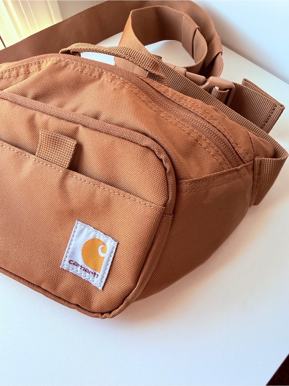 Carhartt Brown Waist Pack Crossbody Belt Bag Fanny Pack Front Pocket Zipper - Picture 2 of 9
